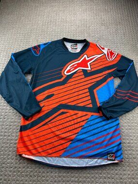 ALPINESTARS MX Motocross Jersey Men Extra Large XL Orange Blue Racer Biker Moto